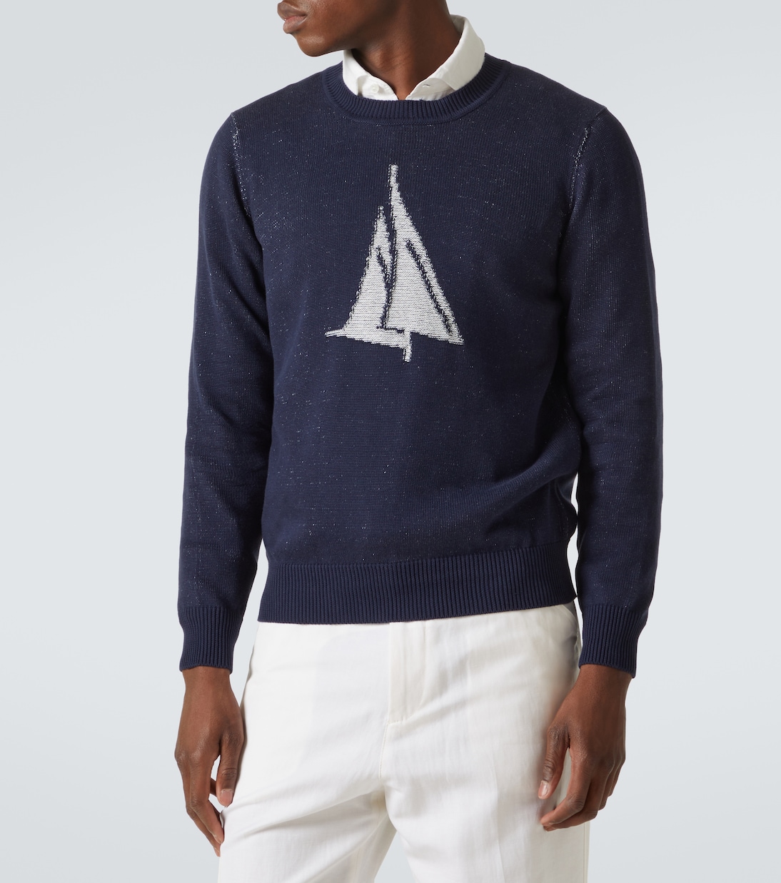 Intarsia cotton sweater | Brunello Cucinelli