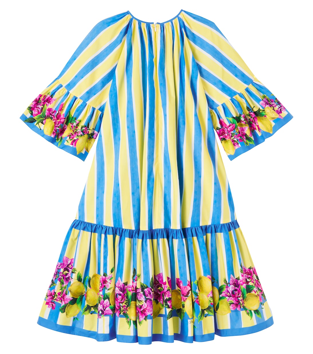 Robe Taormina rayée en coton à fleurs | Dolce&Gabbana Kids