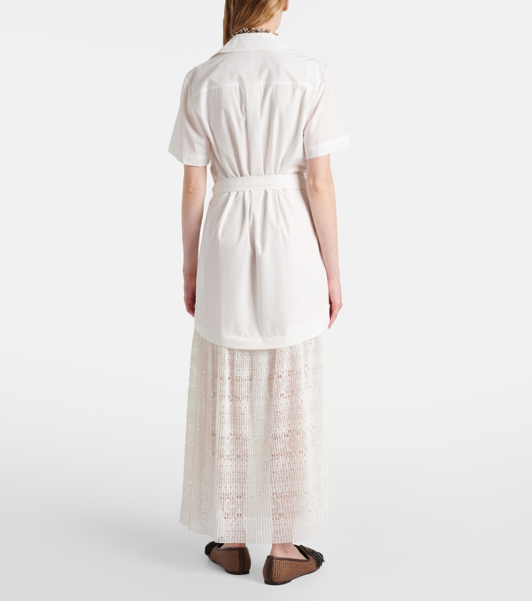 Robe chemise Jenner en popeline et dentelle | Simkhai