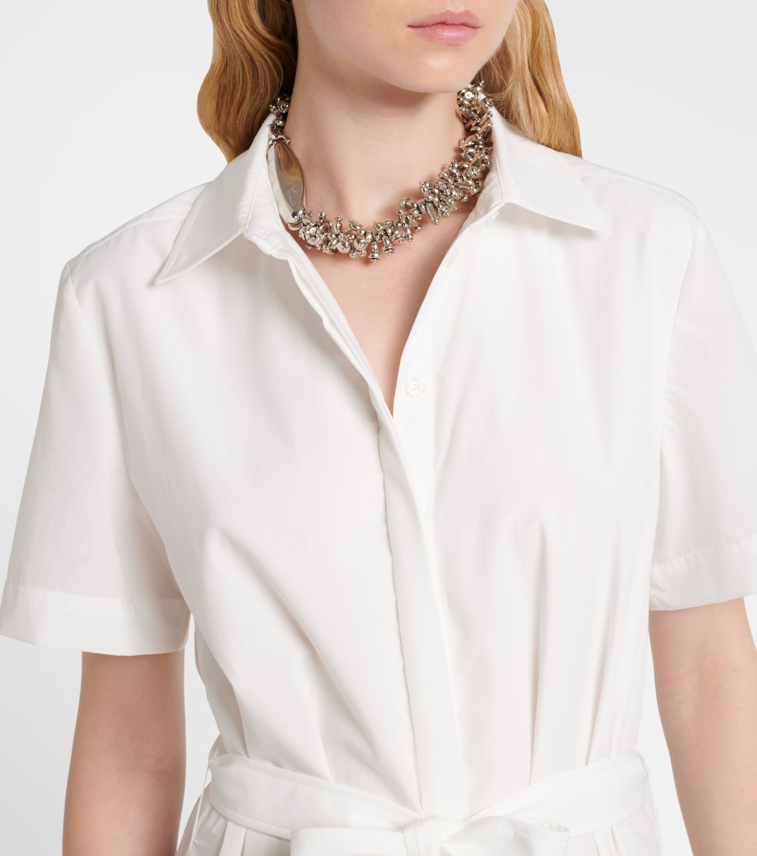 Robe chemise Jenner en popeline et dentelle | Simkhai