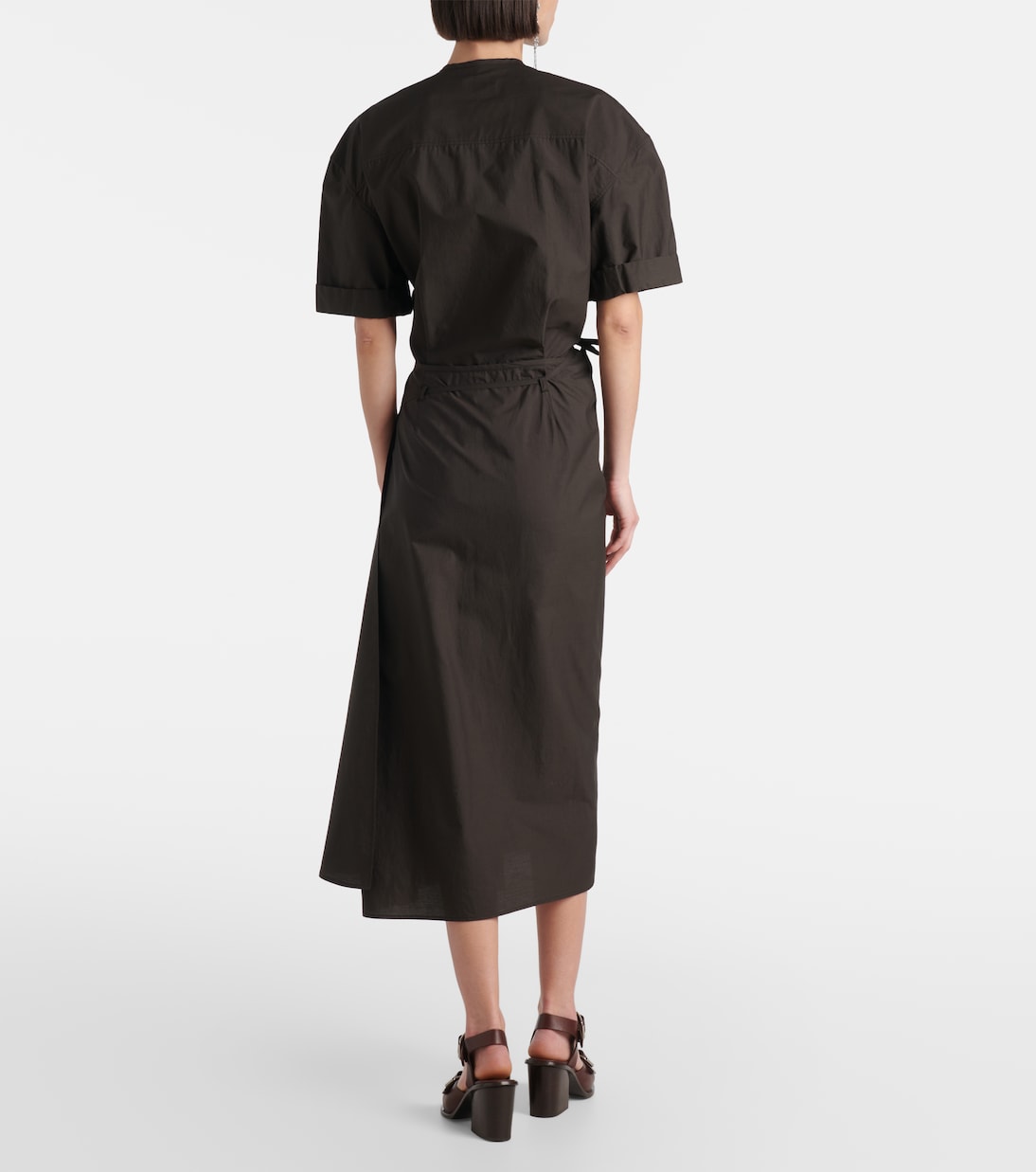 Vestido camisero de algodón y seda drapeado | Lemaire