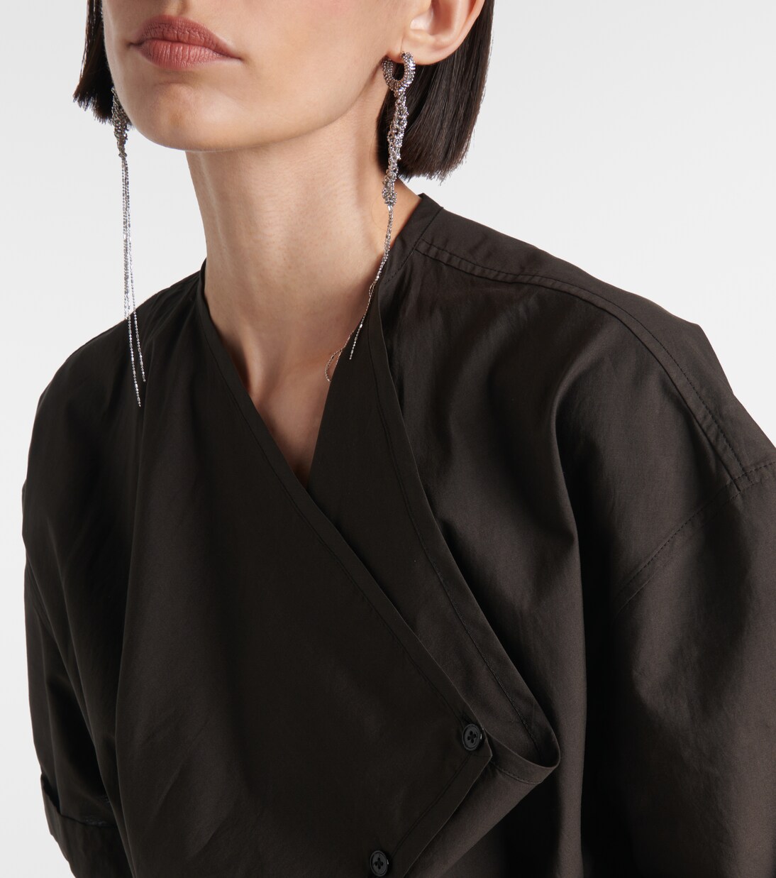 Vestido camisero de algodón y seda drapeado | Lemaire