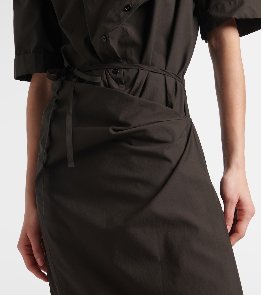 Vestido camisero de algodón y seda drapeado | Lemaire