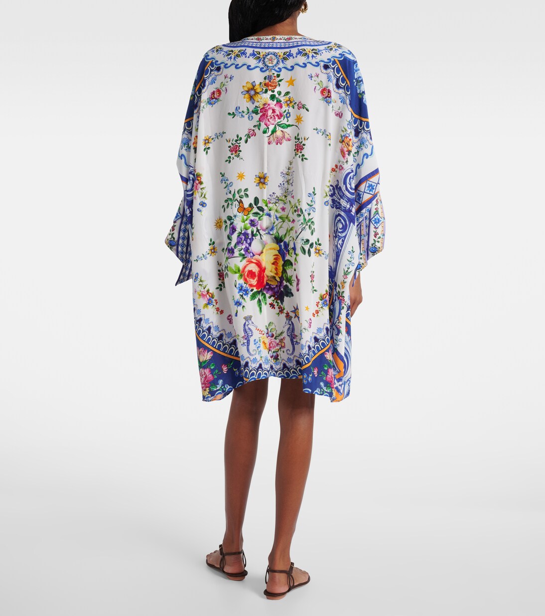 Cafetan imprimé en crêpe de soie à ornements | Camilla