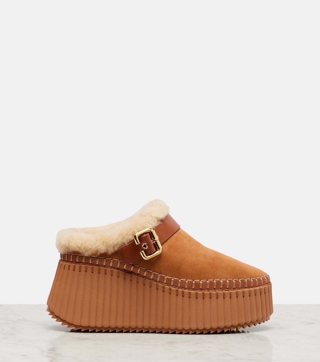 Mules Nama 80 à plateforme en daim | Chloé