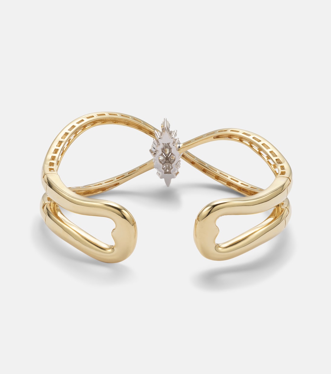 Golden Strada 18kt white and yellow gold bangle with diamonds | Yeprem