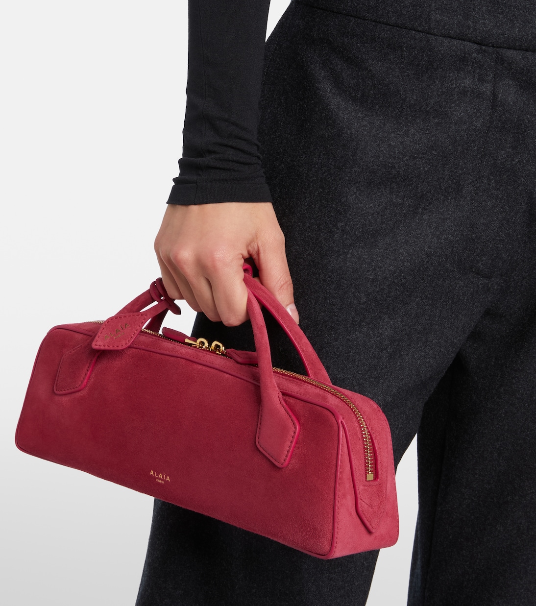 Pochette Le Teckel Small en daim | Alaïa