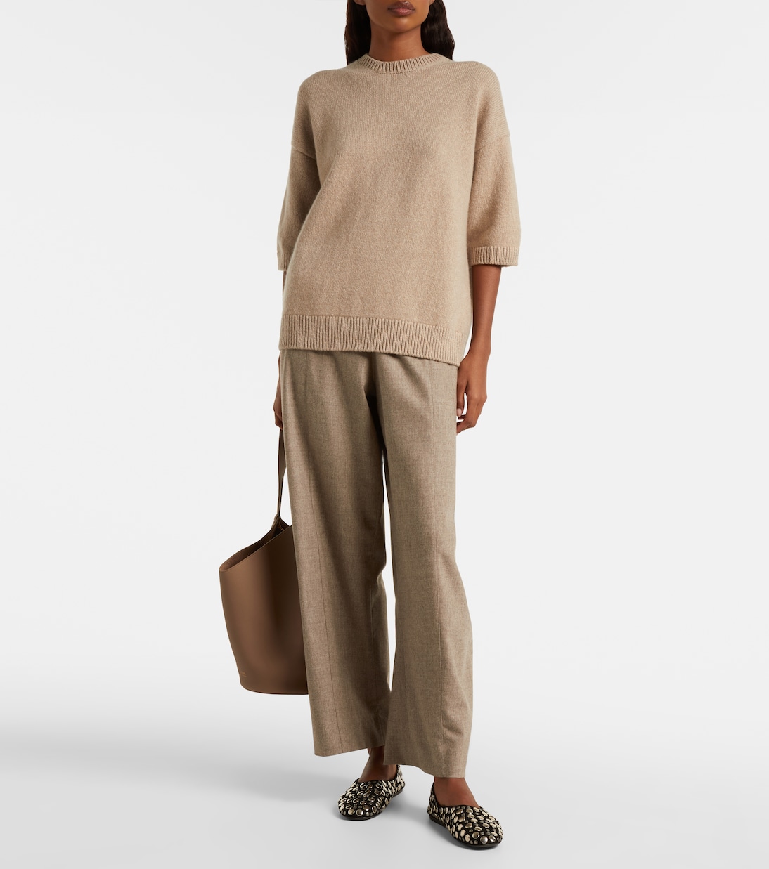 Jane studded suede ballet flats | Khaite