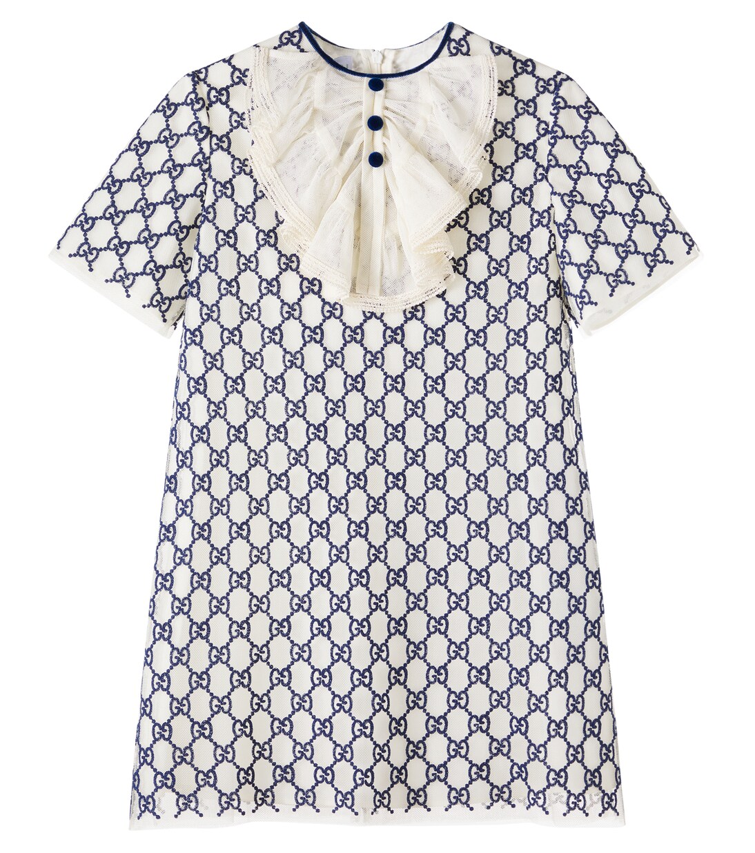 GG embroidered tulle-trimmed dress | Gucci Kids