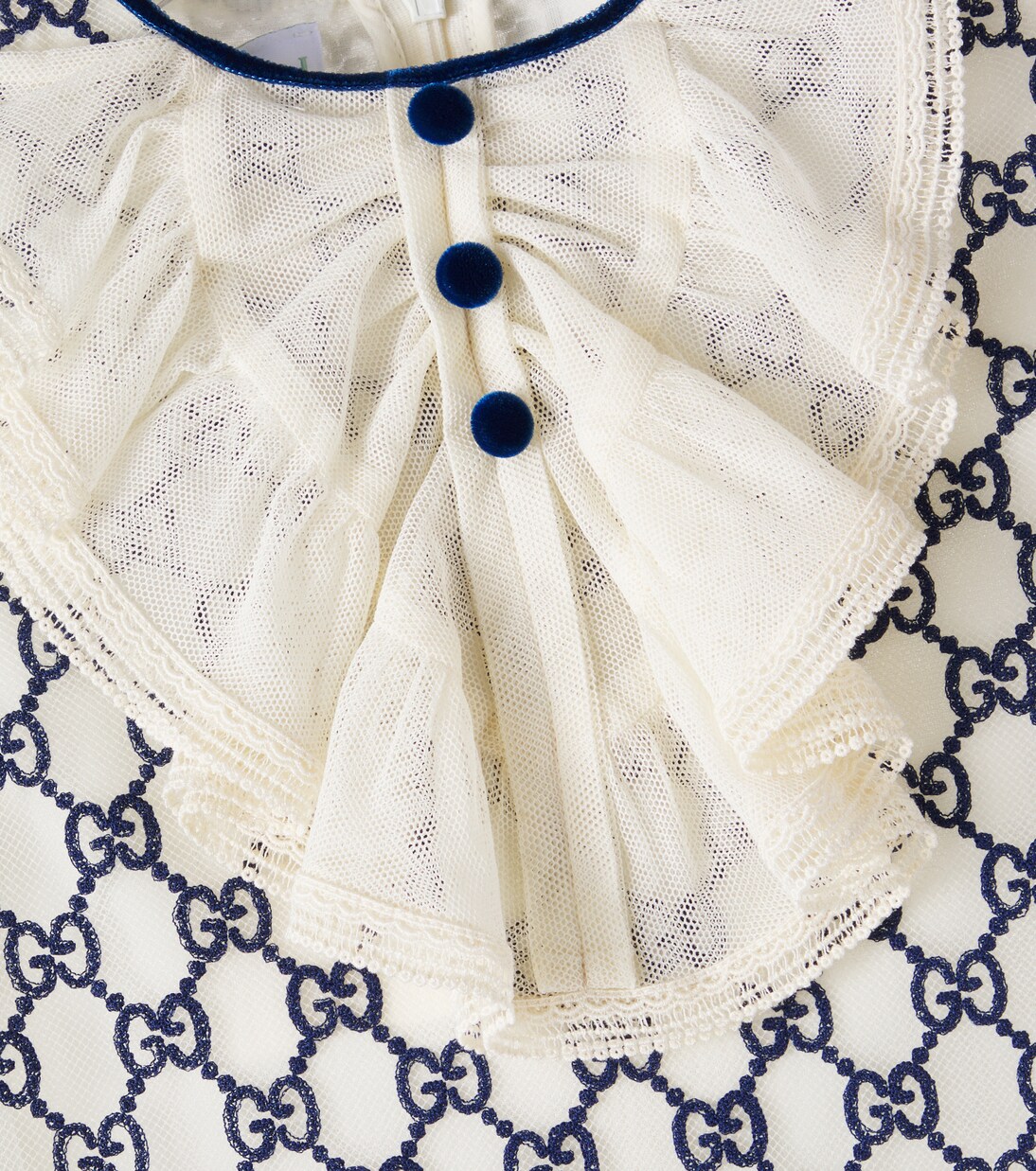 GG embroidered tulle-trimmed dress | Gucci Kids
