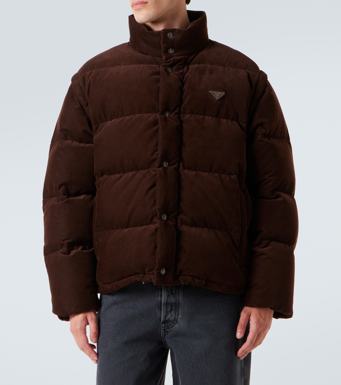 Convertible cotton corduroy down jacket | Prada