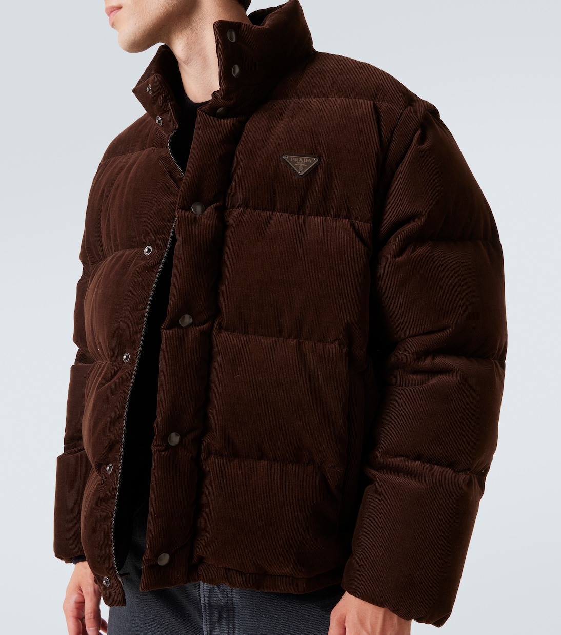 Convertible cotton corduroy down jacket | Prada
