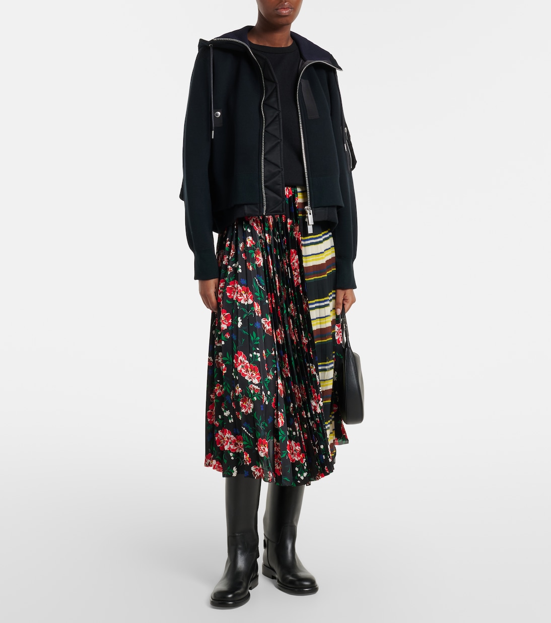 Printed plissé midi skirt | Sacai