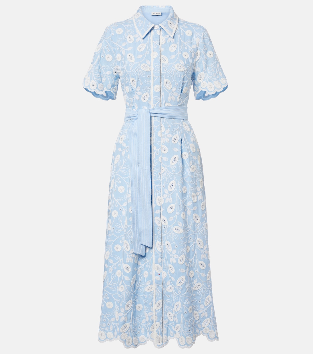 Audria embroidered linen-blend midi dress | Simkhai