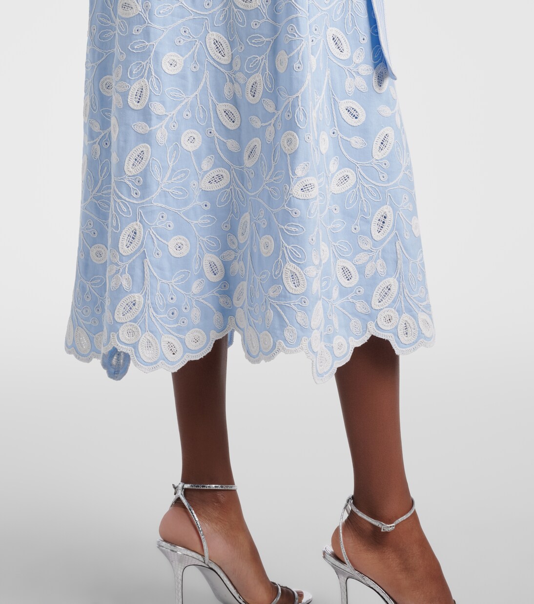 Audria embroidered linen-blend midi dress | Simkhai