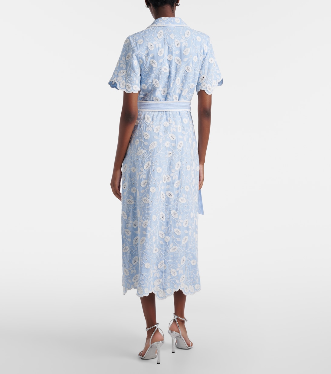 Audria embroidered linen-blend midi dress | Simkhai
