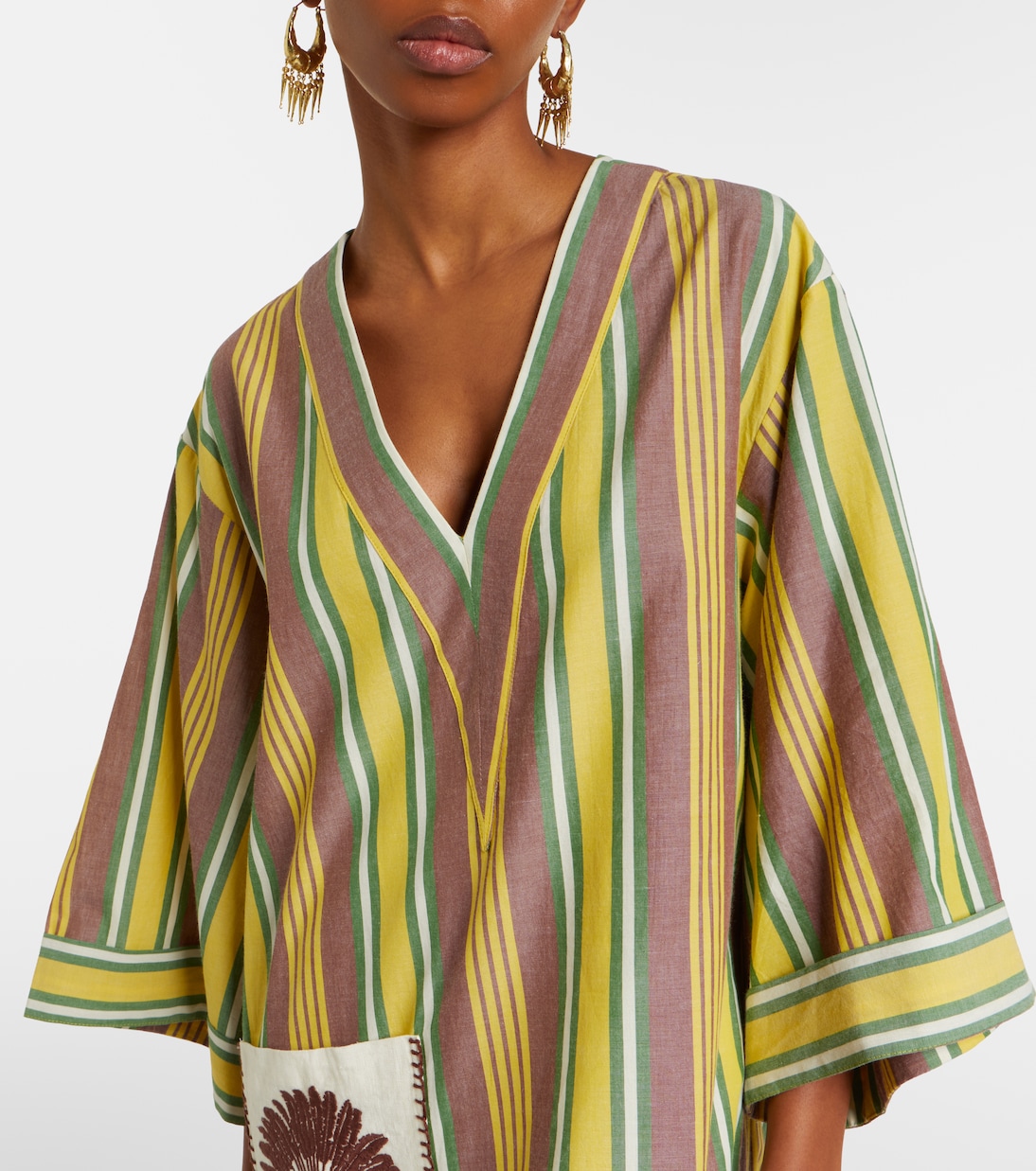 Clover embroidered striped cotton minidress | Alémais