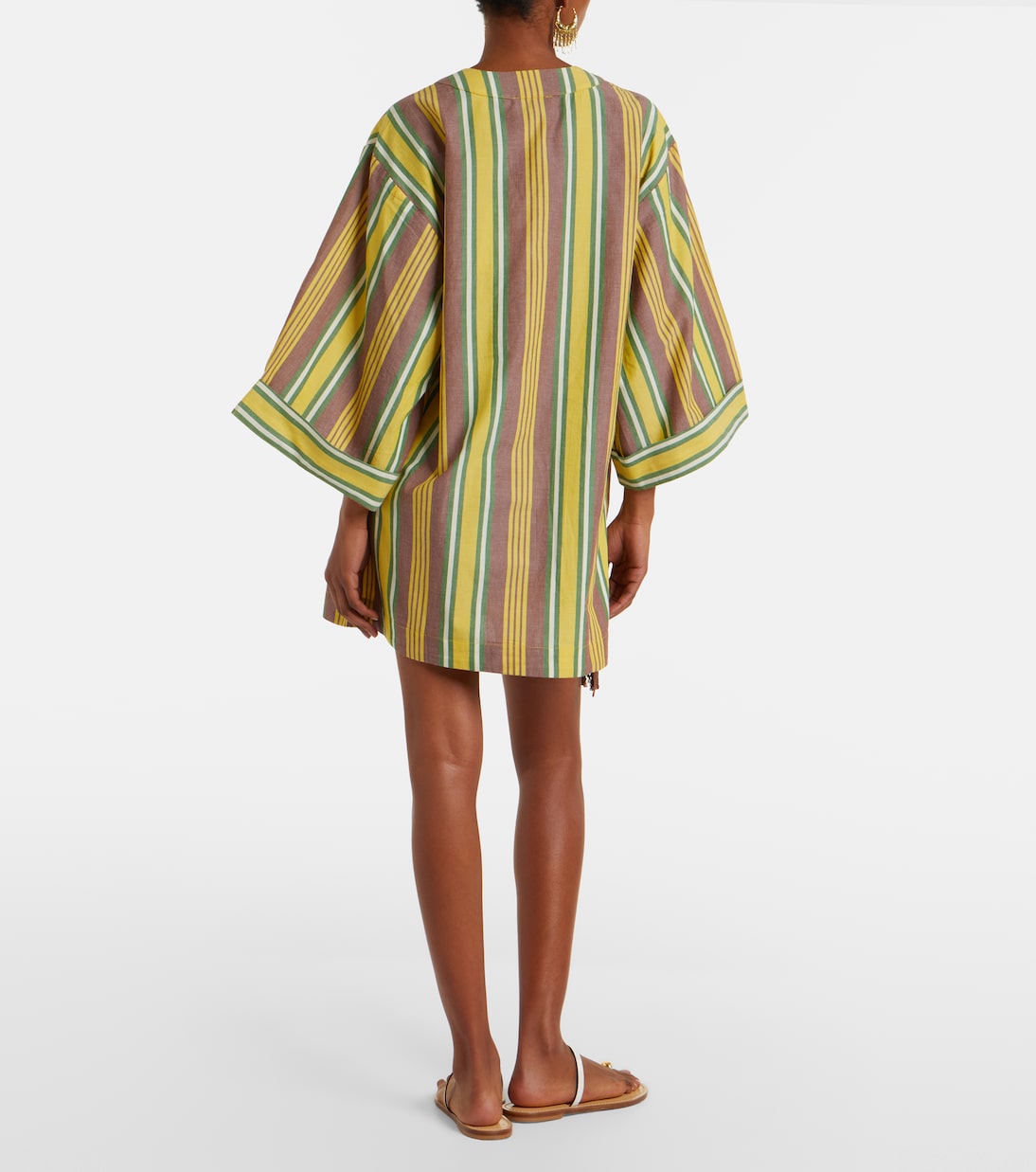 Clover embroidered striped cotton minidress | Alémais