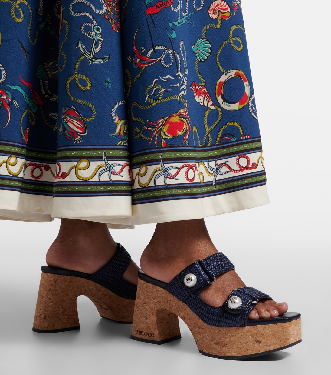 Fayence raffia-effect platform sandals | Jimmy Choo