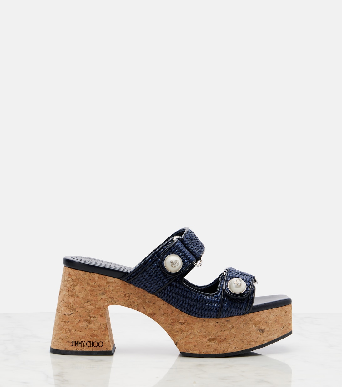 Fayence raffia-effect platform sandals | Jimmy Choo