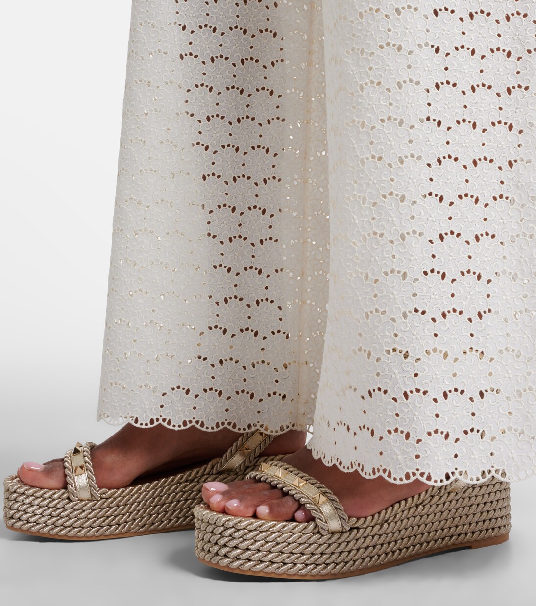 Rockstud Torchon leather espadrille wedges | Valentino Garavani