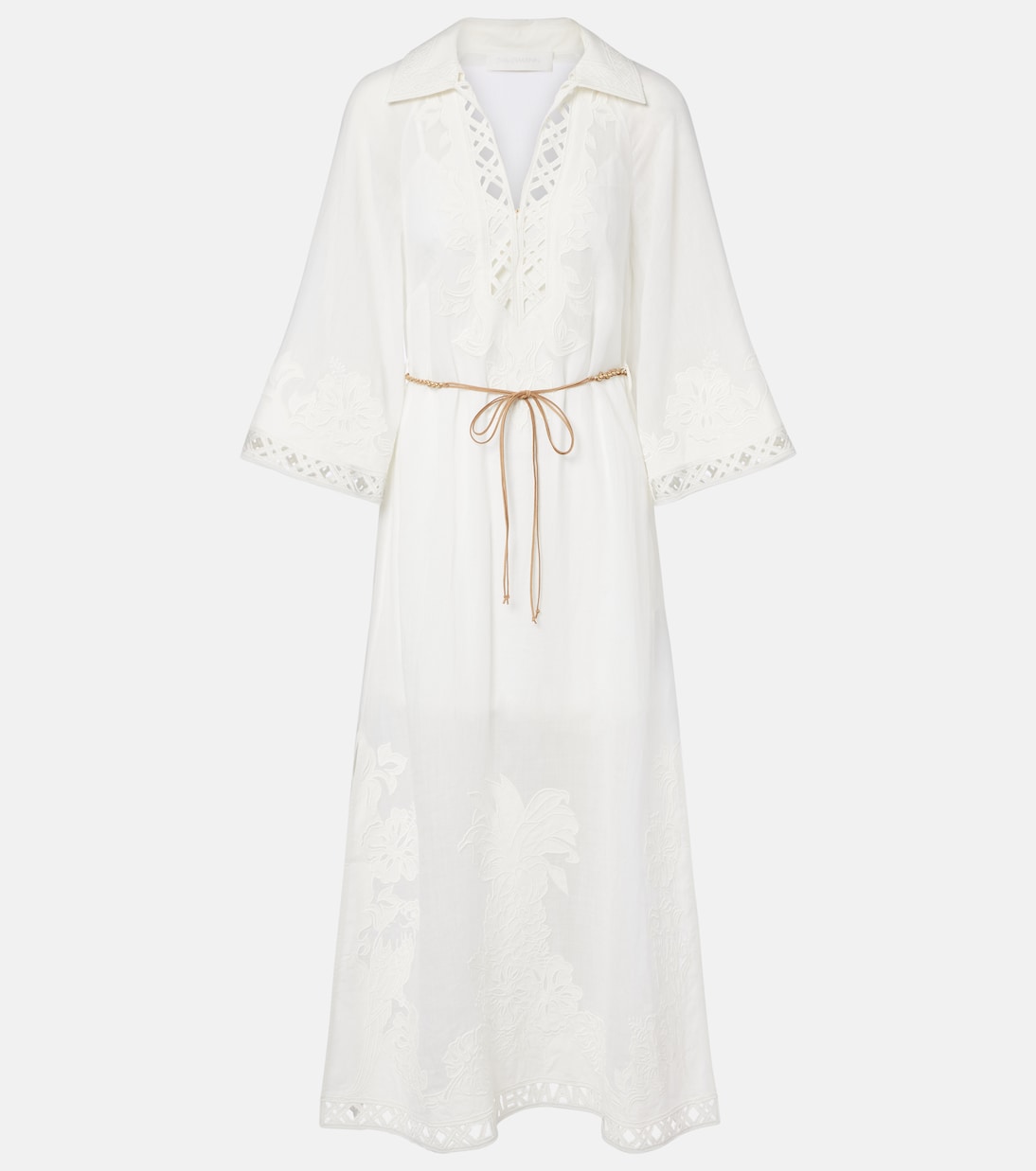 Indra刺绣苎麻纤维中长连衣裙 | Zimmermann