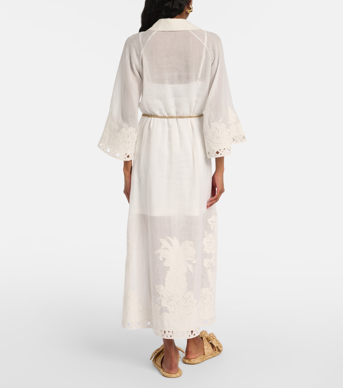 Indra刺绣苎麻纤维中长连衣裙 | Zimmermann