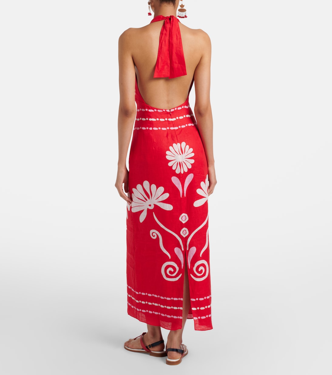 Orly printed halterneck linen midi dress | Cala de la Cruz