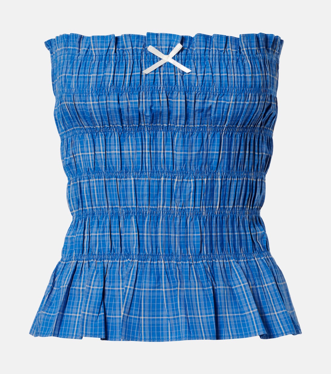 Leya gathered plaid cotton top | Faithfull