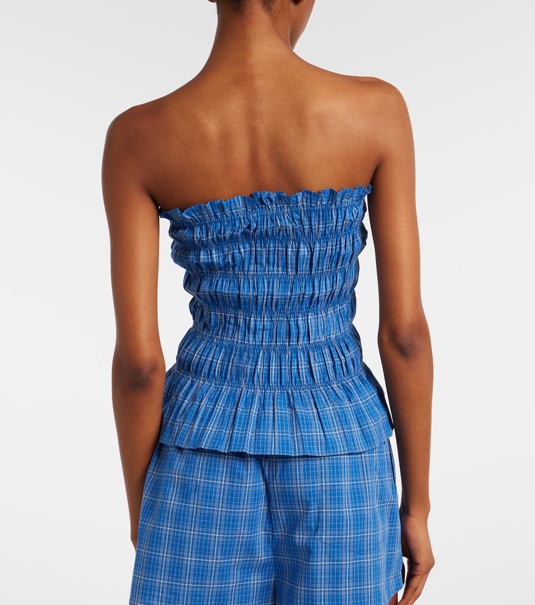 Leya gathered plaid cotton top | Faithfull