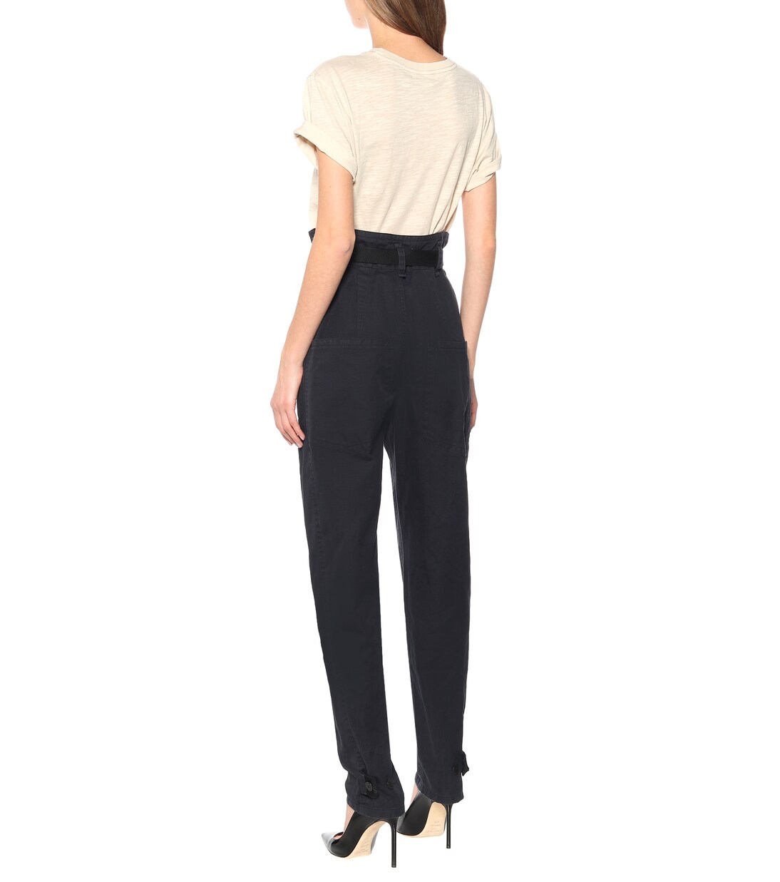 Pantalon paper bag en coton et lin | Marant Etoile