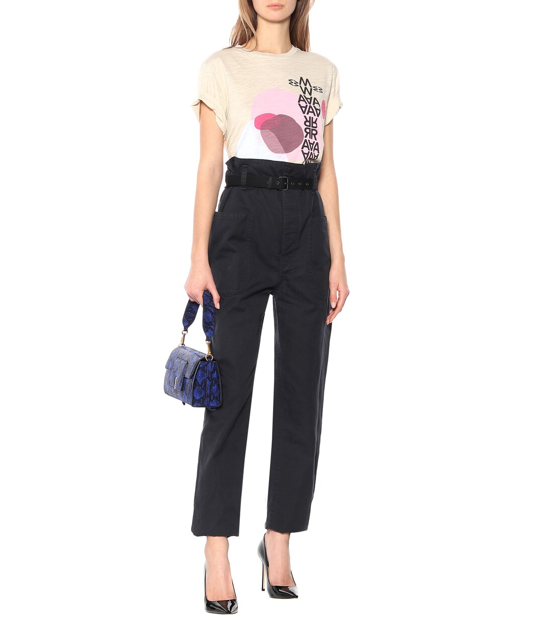 Pantalon paper bag en coton et lin | Marant Etoile