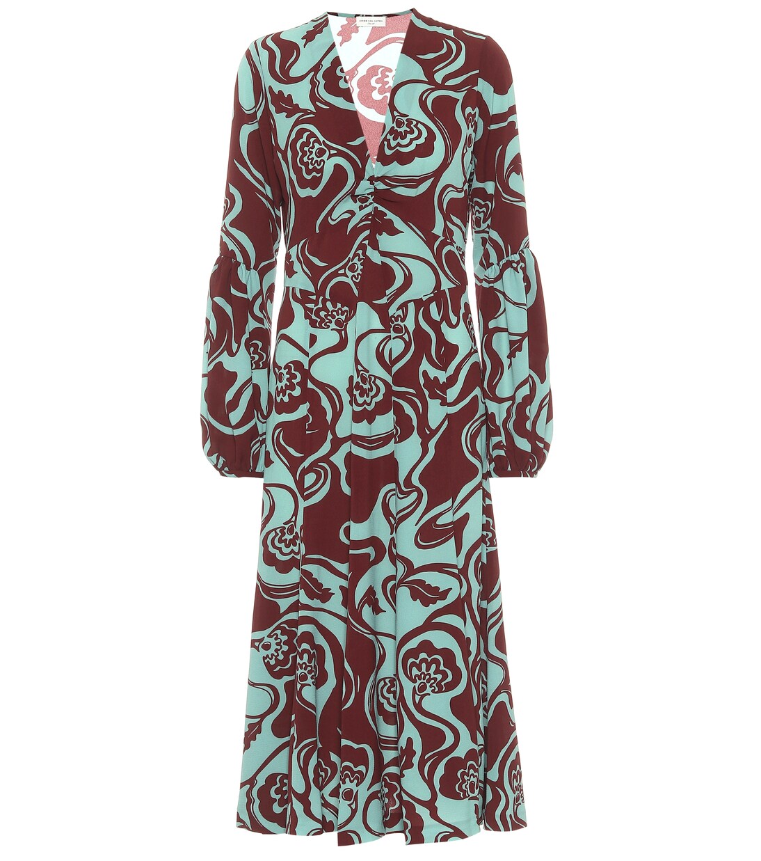 Robe midi en crêpe à fleurs | Dries Van Noten