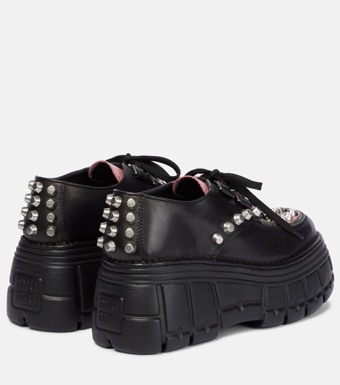 Derbies à plateforme et clous en cuir | Miu Miu