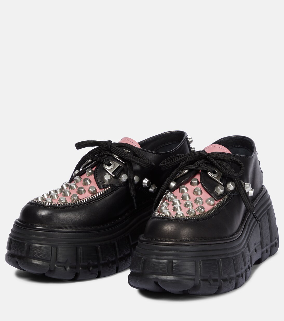 Derbies à plateforme et clous en cuir | Miu Miu