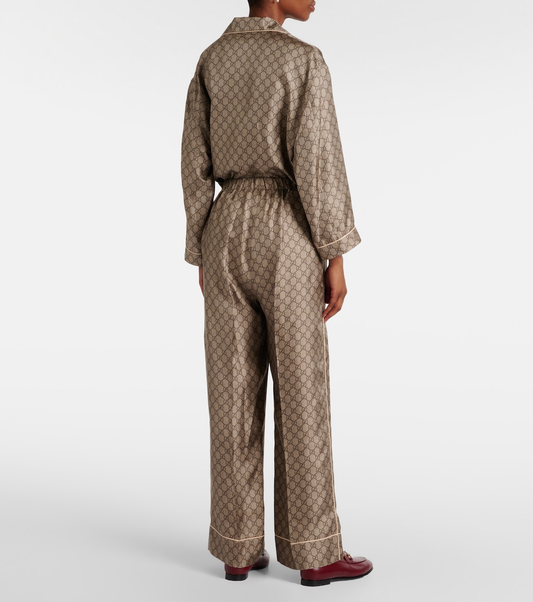 GG Supreme wide-leg silk pants | Gucci
