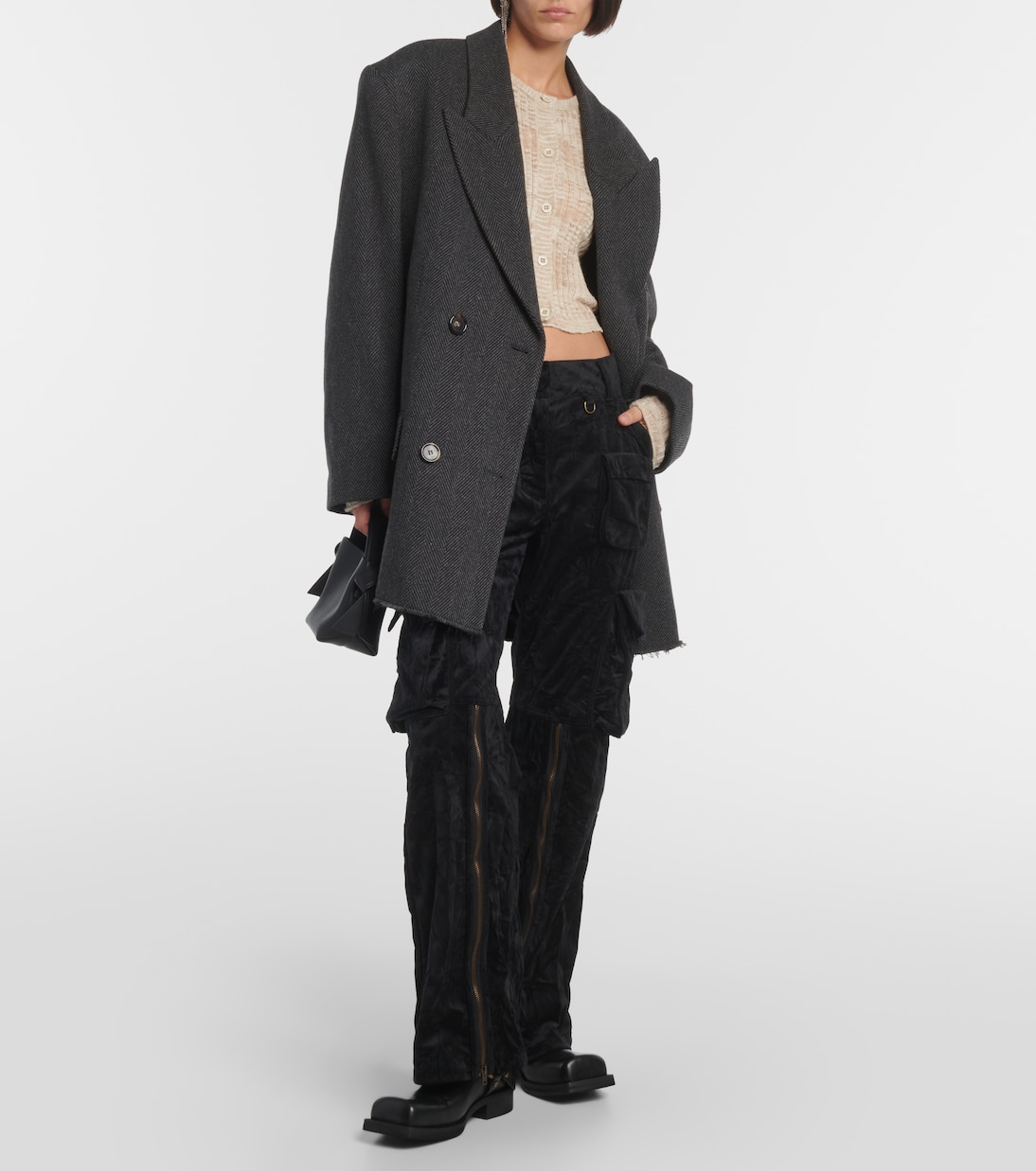 Pantalon cargo à taille mi-haute en velours | Acne Studios