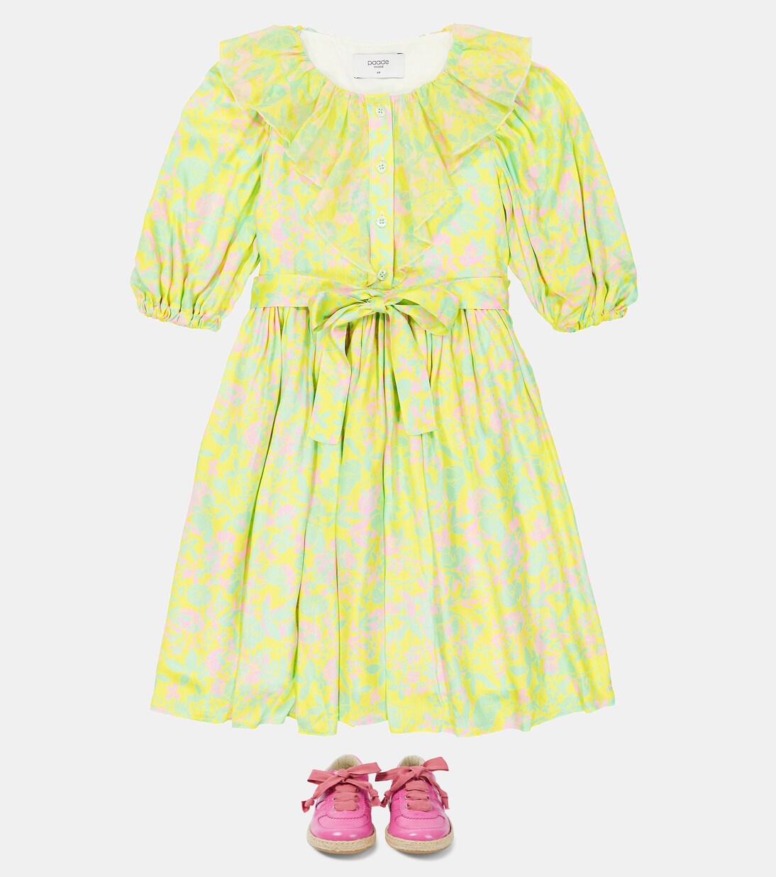 Ruched balloon-sleeve shirt dress | Paade Mode