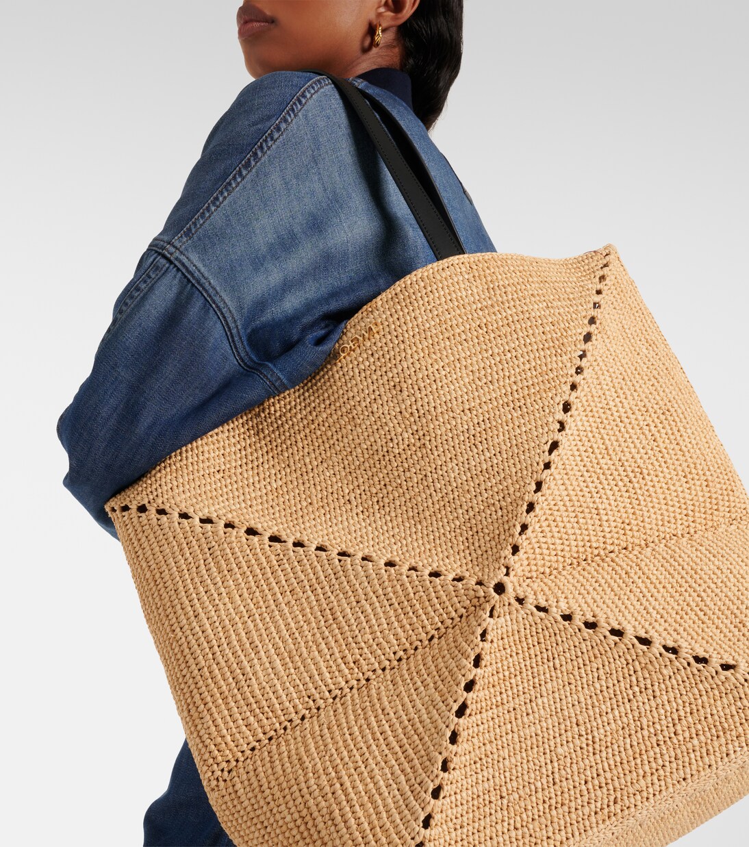 Paula's Ibiza Puzzle Fold XL raffia tote bag | Loewe