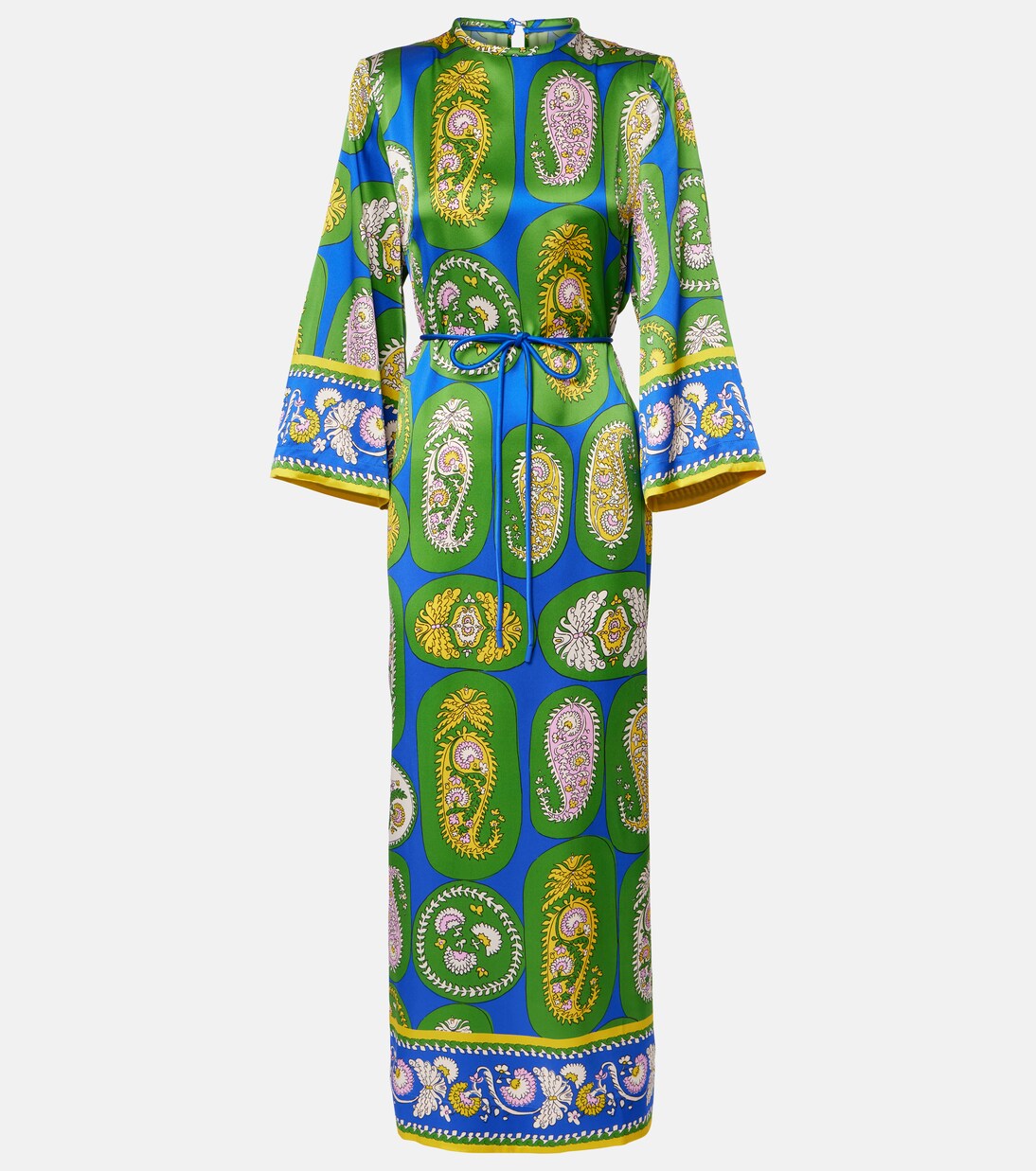 Robe longue imprimée en satin de soie | Alémais