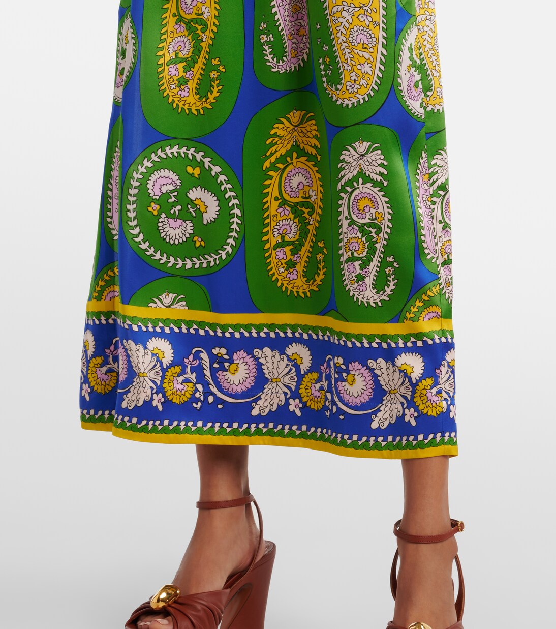 Robe longue imprimée en satin de soie | Alémais