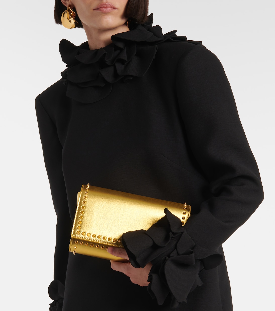 Clutch Paloma de piel metalizada con tachuelas | Christian Louboutin