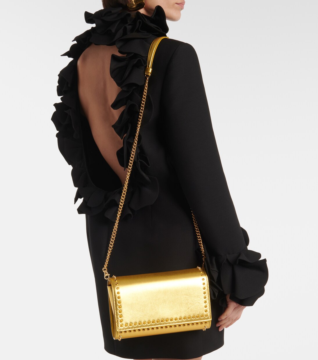 Clutch Paloma de piel metalizada con tachuelas | Christian Louboutin