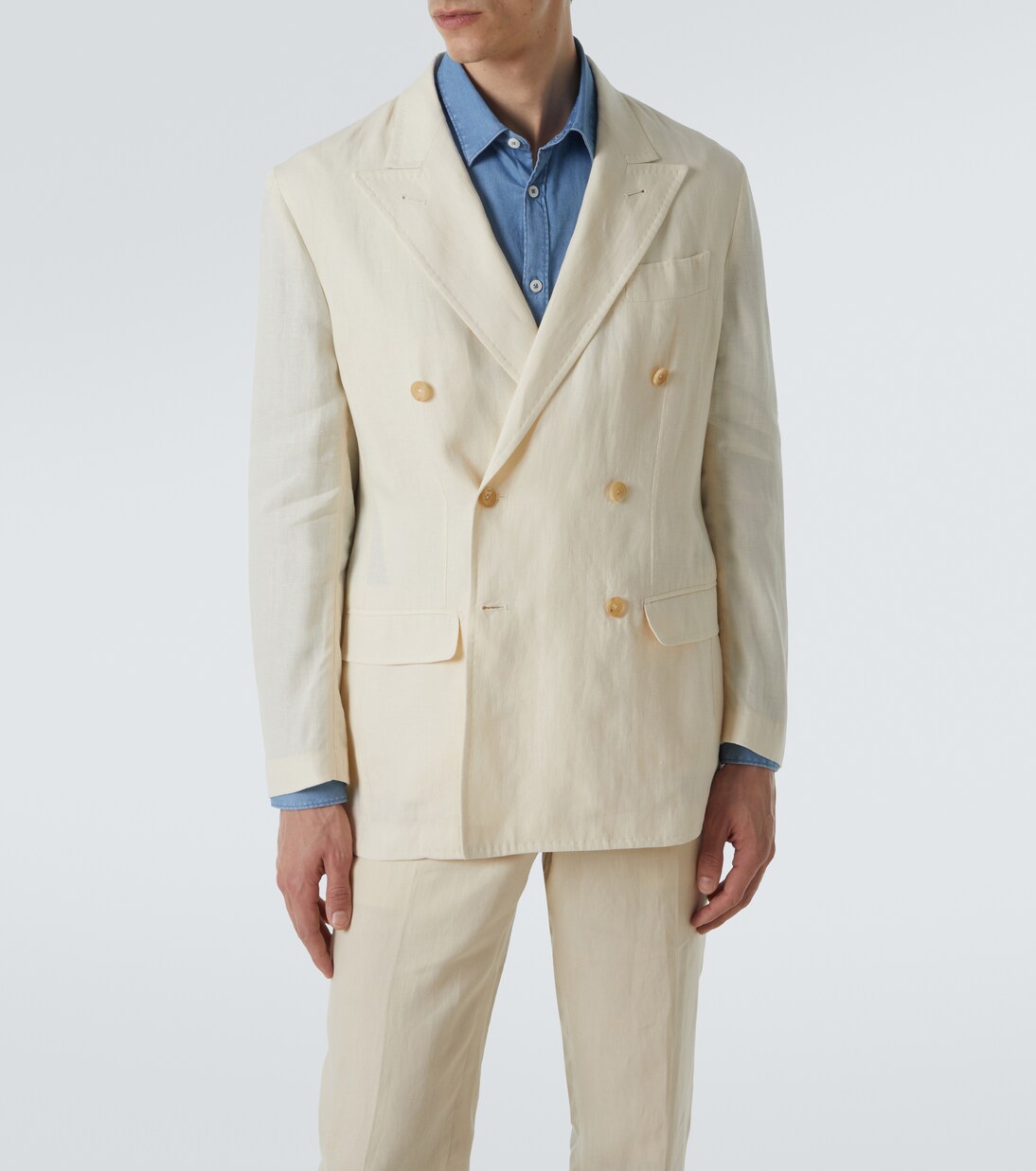 Double-breasted linen blazer | Rubinacci