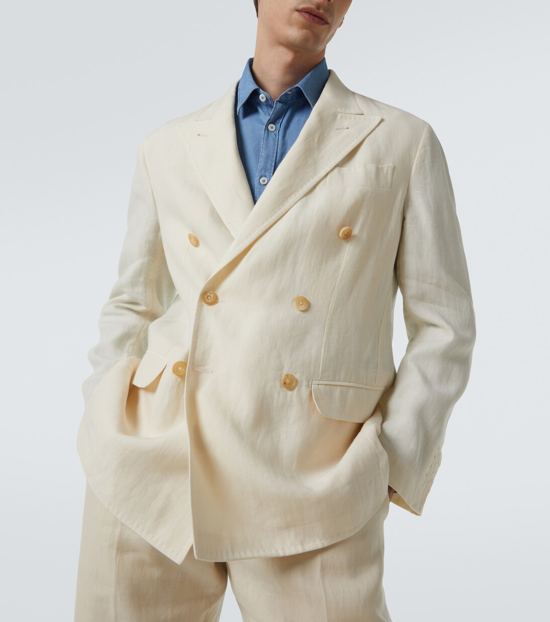 Double-breasted linen blazer | Rubinacci