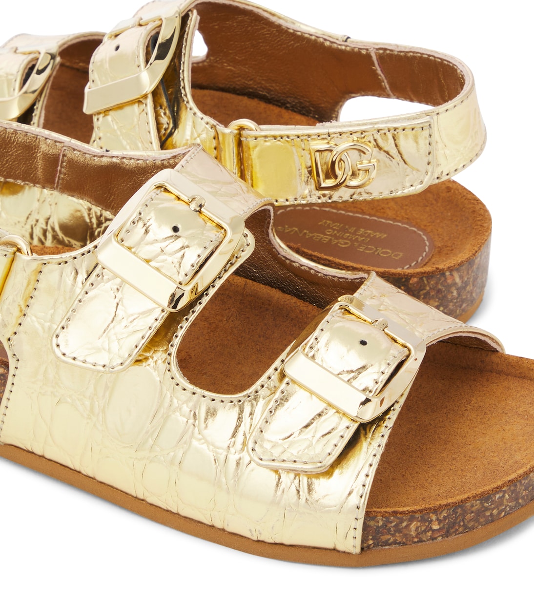 Sandalen aus Metallic-Leder | Dolce&Gabbana Kids