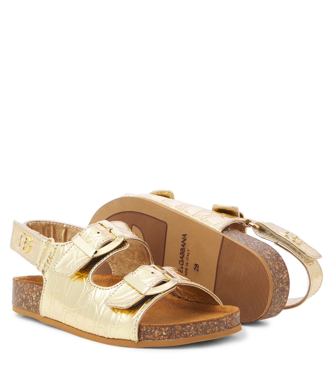 Sandalen aus Metallic-Leder | Dolce&Gabbana Kids
