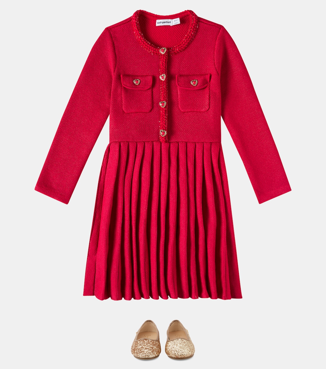 Embellished pleated dress | Self-Portrait Kids