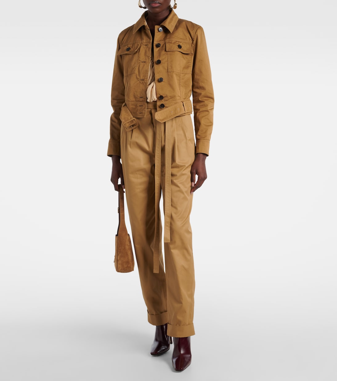 Pleated cotton poplin straight pants | Saint Laurent