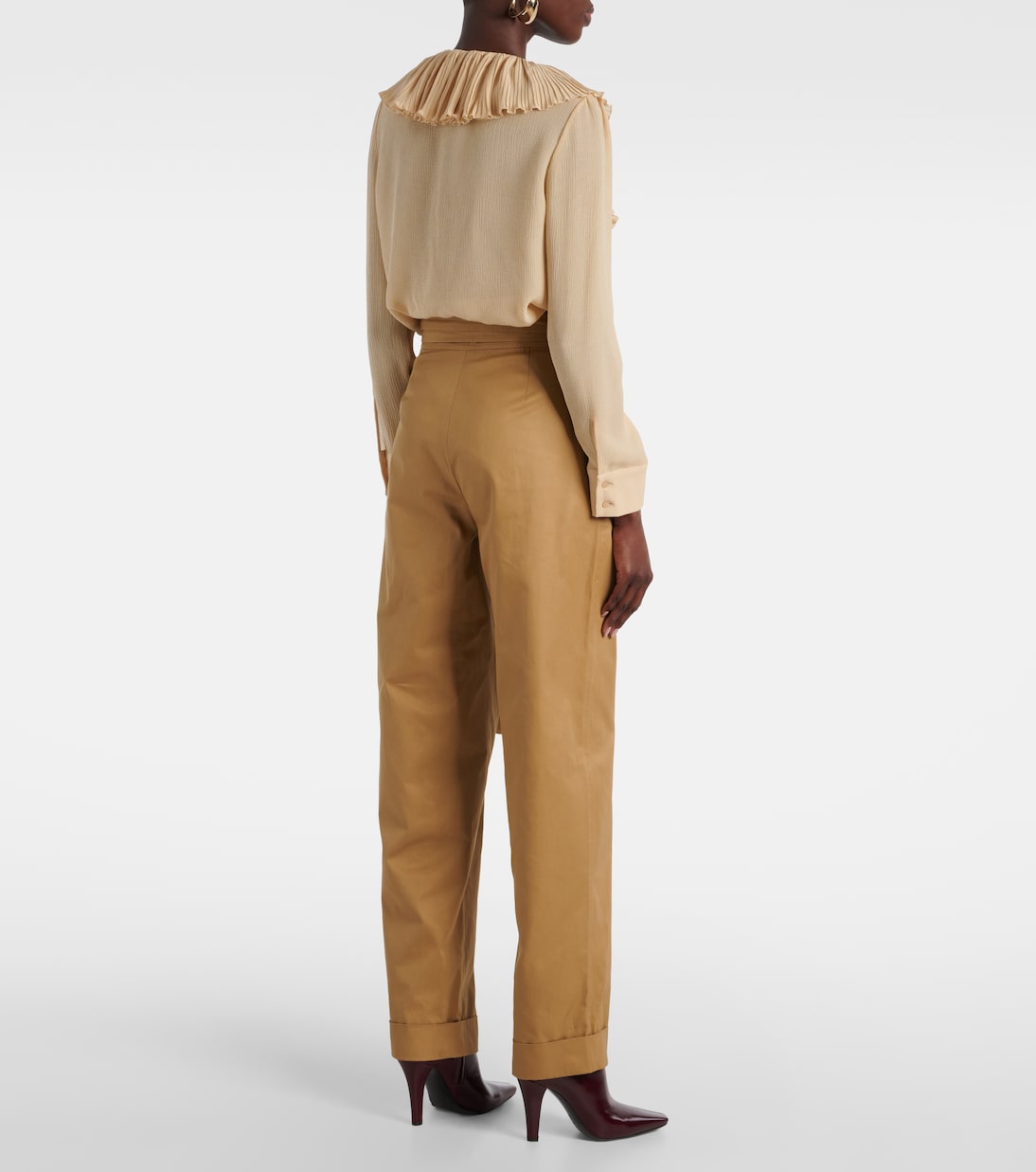 Pleated cotton poplin straight pants | Saint Laurent